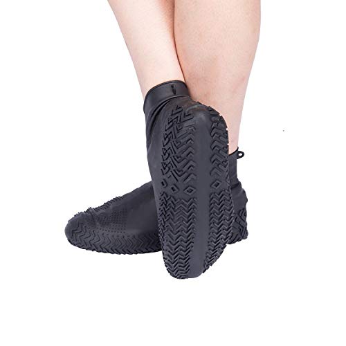 DoDoMagxanadu Silicone Shoe Covers Rain Boot Shoe Cover for Cycling, Outdoor, Camping Garden Waterproof Men Women and Kids Shoe Covers (Black, M)
