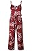 Womens Summer Comfy Floral Printed Jumpsuit Halter Sleeveless Wide Leg Lounge Long Pants Beach Strap Jumpsuits Rompers (M, Wine Red)