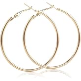 Gold Plated Hypoallergenic Big Hoop Earrings - Lightweight Big Round Earrings for Sensitive Ears
