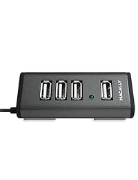 Macally Mini 4 Port USB 2.0 Hub con adaptador de corriente, Negro
