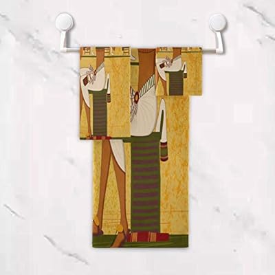 Amazon Com Akog Towel Set 3 Piece Ancient Egypt Papyrus History 100 Cotton 1 Bath Towel 1 Hand Towel 1 Washcloth Decorative Towel Sets For Bathroom Kitchen Kitchen Dining