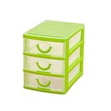 NEW Arrival Durable Plastic Mini Desktop Drawer Sundries Case Small Objects Cosmetics Storage Box Stackable Cube Organizer 2/3 Drawers (Three Layer:Green)