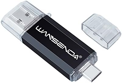 Wansenda TC100 OTG USB Flash Drive 2 in 1 USB 3.0 & Type-C Pen Drive 16GB 32GB 64GB 128GB USB for Android Devices/PC/Mac (128GB, Black)
