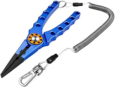 LOMIDA Aluminum Fishing Pliers Braid Cutters Split Ring Pliers Saltwater/Freshwater Fish Hook Remover Fish Holder with Sheath and Lanyard