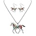 Charms Enamel Rainbow Horse Pendant Necklace with Earrings Jewelry Sets