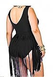 Sportown Women's Plus Size Retro High Waist Braided Fringe Top Bikini Swimwear Set