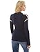 PattyBoutik Women Trim Mock Neck Long Sleeve Sweater (Navy Blue Medium)
