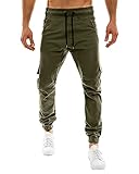 MODCHOK Men's Casual Outdoor Chinos Slim Fit Sweat Pants Sports Jogger Trousers Army Green M