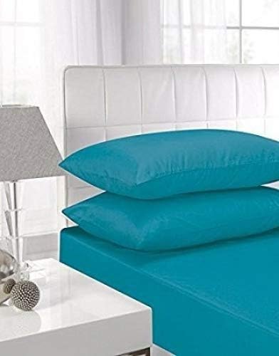 NIYS Luxury Bedding Finest 100% Egyptian Cotton 16" 40CM Extra deep Fitted Sheets 15 Colours Single Double King Super King (Teal, Double)
