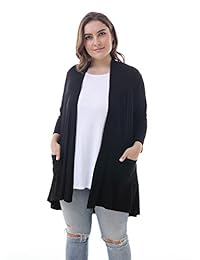 ZERDOCEAN - Cárdigan de mujer de manga 3 4, ligero, suave, con bolsillos