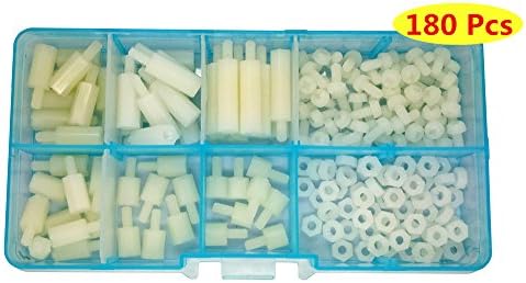 Guard4U 180pcs M3 White Male-Female Nylon Hex Spacer Standoff Screw Nut Assortment Kit