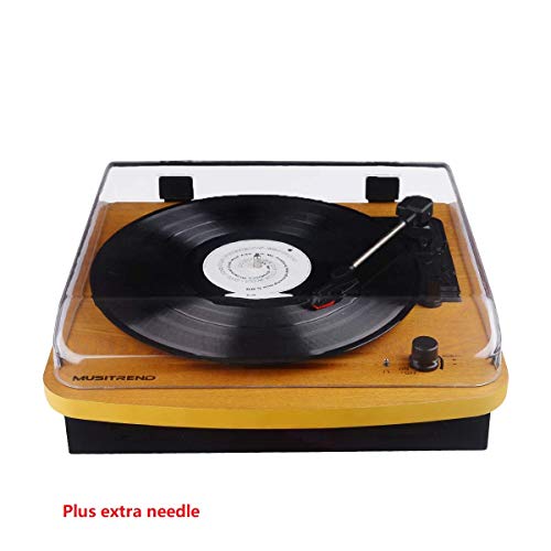 Belt-Drive Wood Turntable 3 Speed Retro&Modern DJ Vinyl LP Records Player with Stereo Speakers Supporting Vinyl to MP3 Converter (GT201)
