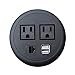 Zeshan Power Outlet Black Grommet with 2 USB Ports 2 AC 1 RJ45 for Desk Table Office Home School Hotel