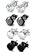 FUNRUN 4 Pairs Stainless Steel Stud Earrings for Men Women CZ Round Earrings Black 6mm