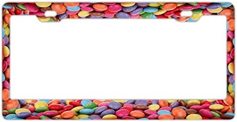 Dekotai Personalized Custom Metal Aluminum License Plate Frame Tag Holder Humor Colorful chocolate beans Fantastic