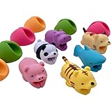Animal Bites Cable Protector and Cable Clips (12 Pack), Cable Accessories: Cable Buddies / Chompers and Cable Clips for iPhone iPad USB. Includes Panda+Shark+Tiger+Pig+Hippo+Cat + 6 Cable Clips