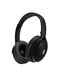 TaoTronics - Auriculares inalámbricos Bluetooth con graves profundos y 25 horas de tiempo de reproducción (almohadillas de espuma viscoelástica, controladores duales de 1.575 in, botones de control de oreja)