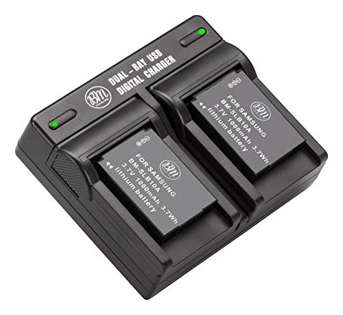 BM Premium 2 SLB-10A Batteries and Dual Battery Charger for Samsung EX2F, HZ15W, SL202, SL420, SL620, SL820, WB150F, WB250F, WB350F, WB750, WB800F, WB850F, WB1100F Digital Camera
