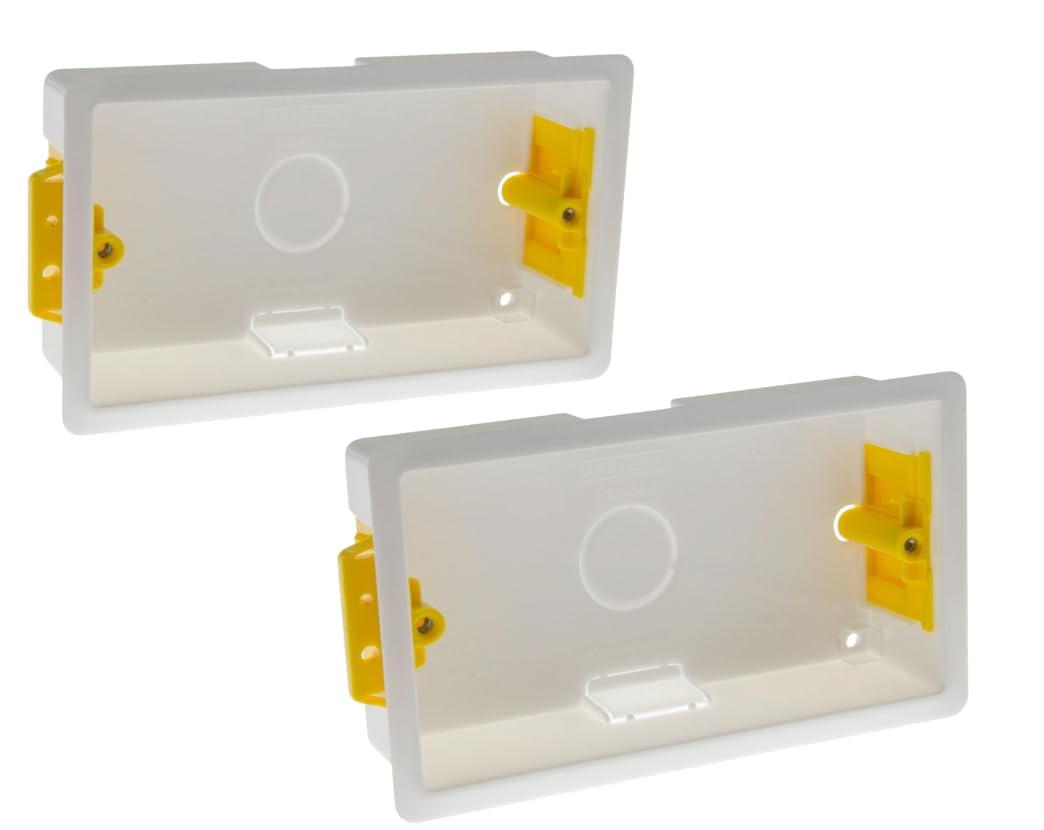 Éabcon Plasterboard Dry Wall Back Box, 47mm Deep, 2 Gang, Double, White (2)