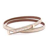 MoYoTo® Womens Adjustable Stylish Gold Metal Buckle Leather Waist Belts For Dresses (Gold)