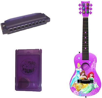 Princess Acoustic Guitar w/Pick Case & Harmonica
