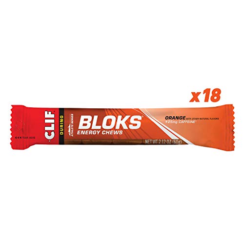 Clif BLOKS - Energy Chews - Orange Flavor - 25mg Caffeine (2.1 Ounce Packet, 18 Count) (Packaging May Vary)