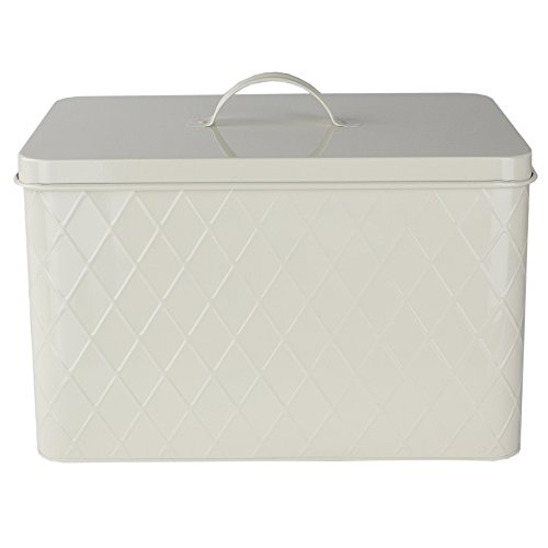 Home Basics CS47554 Trellis Tin, Ivory Bread Box, One Size