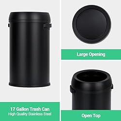17 Gallon/65 Liter Stainless Steel Swing Top Trash