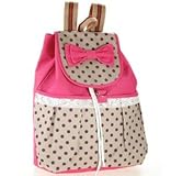 Phenas? Girl's Lovely Sweet Bowknot Leisure Canvas Backpack for Student (Rose)