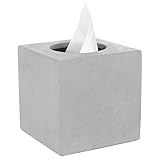 MyGift Modern Square Cement Tissue Box Holder with Open Bottom