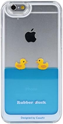 For Iphone 6 Plus Case 5.5", Liquid Floating Rubber Duckies In Blue Water Cute Hard Plastic Case With Cute Packaging Case for Apple IPhone 6 Plus (Kiss Duckies)