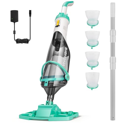 VIVOHOME 213 cm Wireless Pool Vacuum Cleaner Extraction up to 70 LPM Portable Pool Cleaner with 4 Filter Bags for Pool Hot Tubs Swimming Pool and Spa