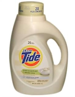 (1.56qt.) tide 2x Ultra concentrated Liquid laundry detergent, Pure essentials with baking soda, White lilac scent 50floz (037000132240)