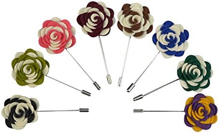 Weishang Men's Lapel Pin Flower Handmade Boutonniere for Suit (Pack of 8)