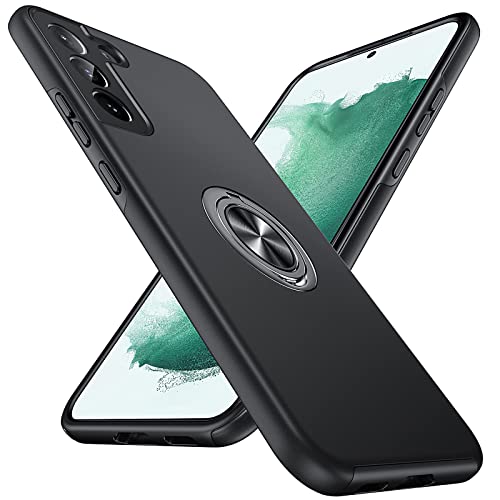 Anqrp Hidden Series Case for Galaxy S22 Plus 5G, [Embedded Kickstand][Military Shockproof] Rotate Magnetic Ring Stand Heavy Duty Multi-Layer Protective Cover for Samsung Galaxy S22 Plus, Black