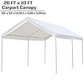 kdgarden 10 x 20 ft. Carport Car Canopy Portable Garage Shelter, All Steel Frame with Water Resistant UV-Treated Cover