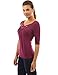 PattyBoutik Women's Twisted Cross Keyhole 3/4 Sleeve Knit Top (Dark Magenta S)