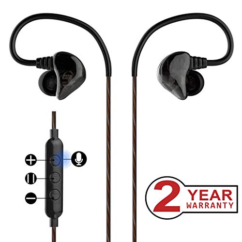 Avantree D18P Dual Driver High Definition in Ear Monitor Earphones, Heavy Bass, Sports Earbuds, Noise Isolating Headphones with Mic & Music Track