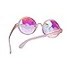 YOOSKE Kaleidoscope Glasses Round Sunglasses for Women Men Rainbow Prism Sun Glasses Mirrored Steampunk Goggles with Sunglasses Cloth Bag (Pink Frame)