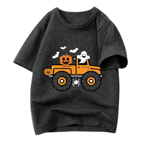 Boys Halloween Shirt 3t Toddler Girls Pumpkin Monster Truck Graphic Tees Kids Short Sleeve Outfit Tops Dark Grey at Amazon