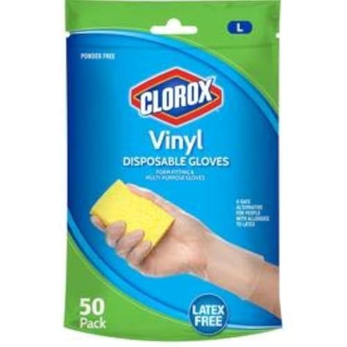 Clorox Disposable Vinyl Gloves, 50 Count, 25 Pairs