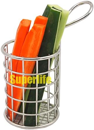 B003 Stainless Steel Mini Round Fry Basket, Present Fried Food, Table Serving, Stainless Steel, 2 Pcs