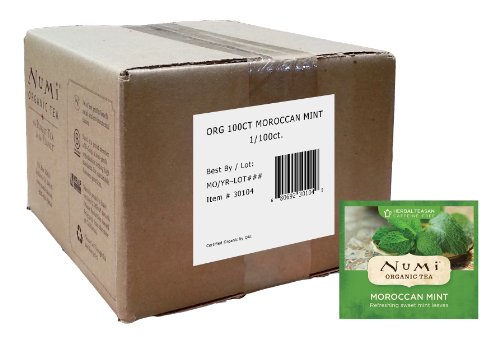 image for Numi Organic Tea Moroccan Mint, 100 Count Box of Tea Bags, Bulk Herbal