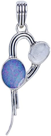 Australian Fire Doublet Opal Rainbow Moonstone Pendant 925 Sterling Silver Charm