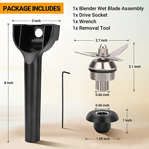 Blender Wet Blade Assembly with Wrench & Drive Socket Removal Tool Kit