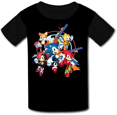 Black Raglan T-Shirts, Son-ic - Man-ia Short Sleeve Sports Sweat Tee for Teen Kids Boys Girls