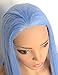 BLUPLE Ice Blue Lace Front Wigs Natural Looking Long Straight Heat Resistant Synthetic Hair Half Hand Tied Wigs Free Part for Fashion Women (22 inches, Straight,Light Blue)