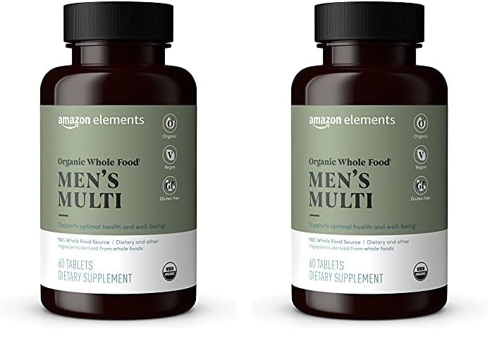 Amazon Elements Organic Whole Food Men’s Multi, 60 Tablets (Pack of 2)