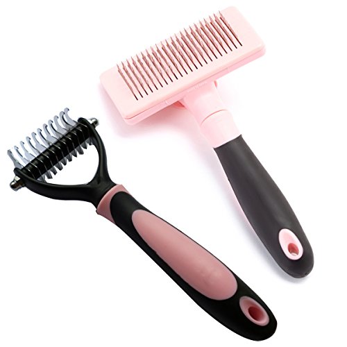 Iconic Pet Deshedding Comb with Self Cleaning Brush, Pink Pet Coupons
