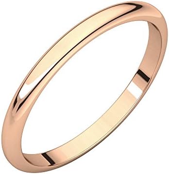 10k Rose Gold 1mm Half Round Band, 10kt Rose gold, Ring Size 11.5